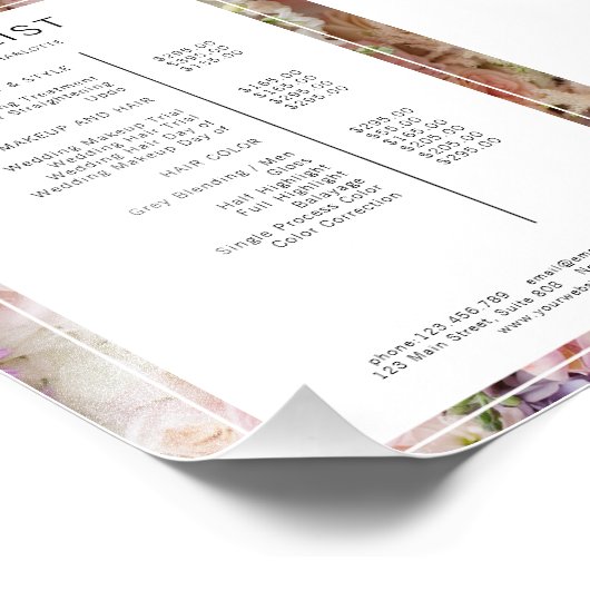 Flower Salon prijslijst Poster (Hoek)