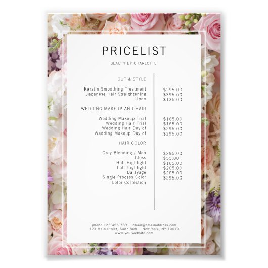 Flower Salon prijslijst Poster (Voorkant)