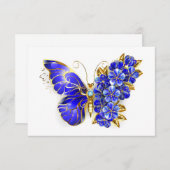 Flower Sapphire Butterfly RSVP Kaartje (Voorkant / Achterkant)
