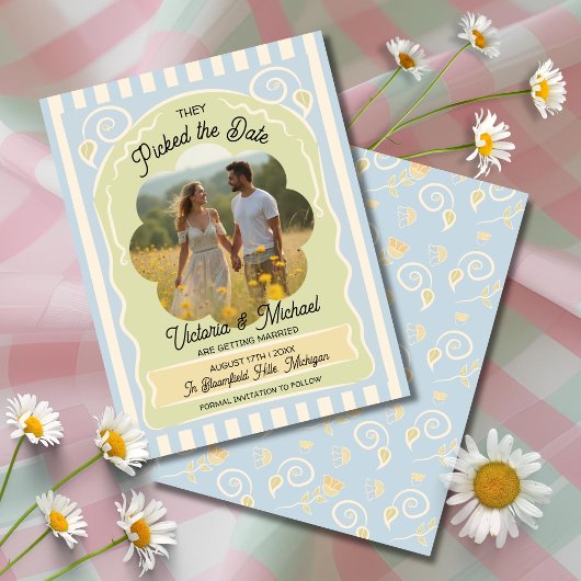 Flower Seed Packet Hand getekend Save the Date Fot