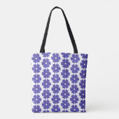 Flower Shape Plaid Blue Cornflower Draagtas (Achterkant)