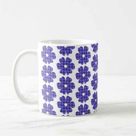 Flower Shape Plaid Blue Cornflower Koffiemok (Links)
