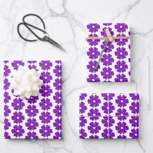 Flower Shape Plaid Purple Pink Inpakpapier Vel (Voorkant)