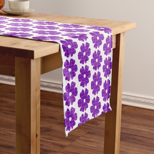 Flower Shape Plaid Purple Pink Table Runner Korte Tafelloper (Voorbeeld)