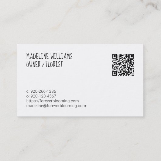 Flower Shop Florist Code QR Carte de visite (Dos)