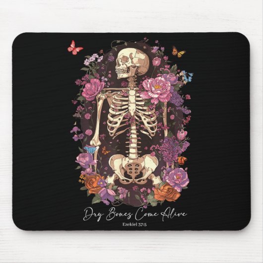Flower Skeleton Dry Bones Come Alive, Retro Enchan Muismat (Voorkant)