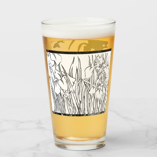 Flower sketched glasses glas (Achterkant gevuld)