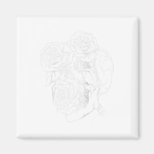 Flower Skull and Roos Tattoo Art Graphic Floral Go Magneet