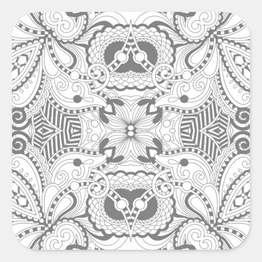 Flower Square Doodle Vierkante Sticker (Voorkant)