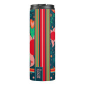 Flower Stripe Kleurrijke Teacher Initiaal Custom Thermosbeker (Achterkant)