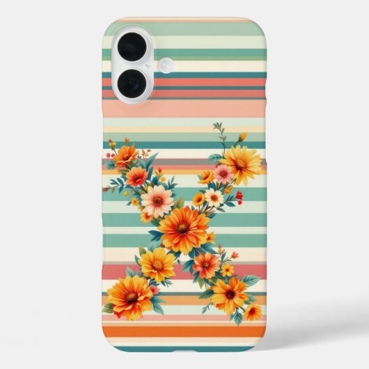 Flower Stripes Retro (X) Case-Mate iPhone Case (Achterkant)