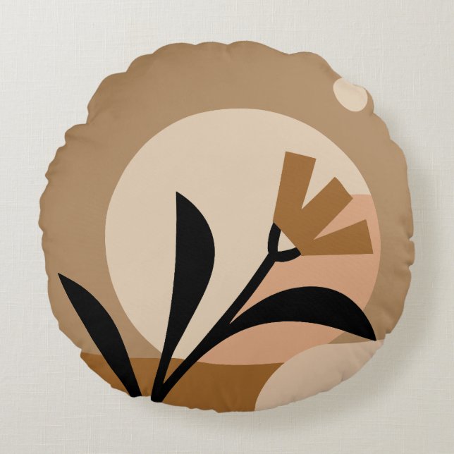 Flower Sun Boho Rond Kussen (Voorkant)