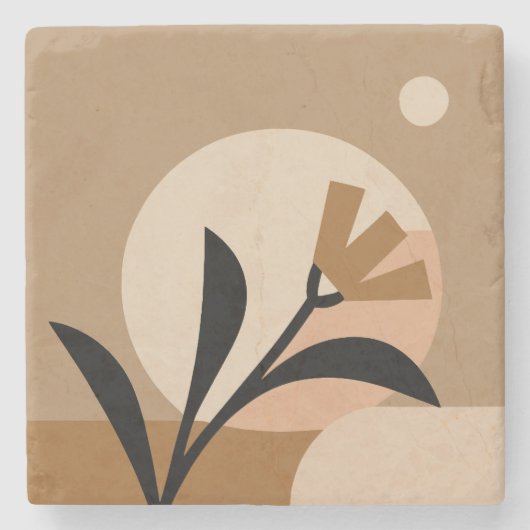 Flower Sun Boho Stenen Onderzetter (Voorkant)