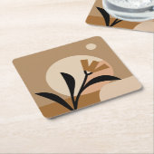 Flower Sun Boho Vierkante Kartonnen Onderzetter (Schuin)