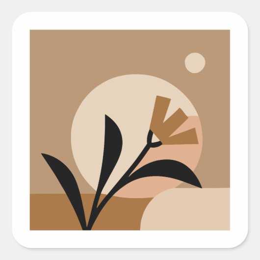 Flower Sun Boho Vierkante Sticker (Voorkant)