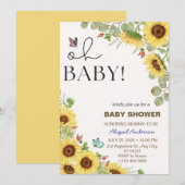 Flower Sun Floral Girls Baby Shower Invitations  (Devant / Derrière)