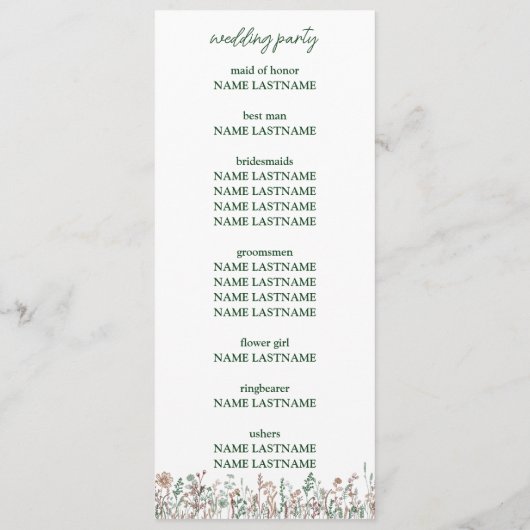 Flower Wedding Platte Programma (Achterkant)