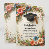 Flower Wreath Graduation Party Uitnodiging (Voorkant / Achterkant)