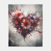 Flowered Heart Fleece Deken (Voorkant)
