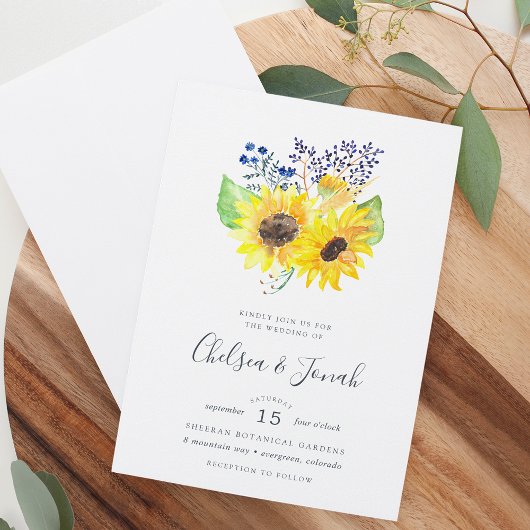 Flowerfields Bouquet Wedding Invitation Kaart