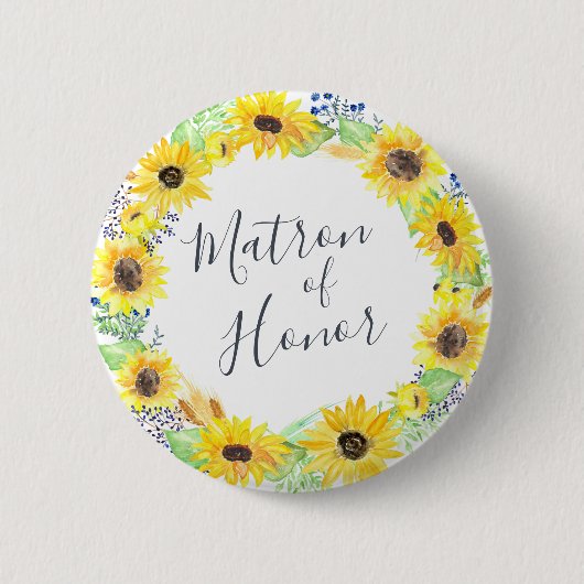 Flowerfields Matron of Honor Ronde Button 5,7 Cm (Voorkant)