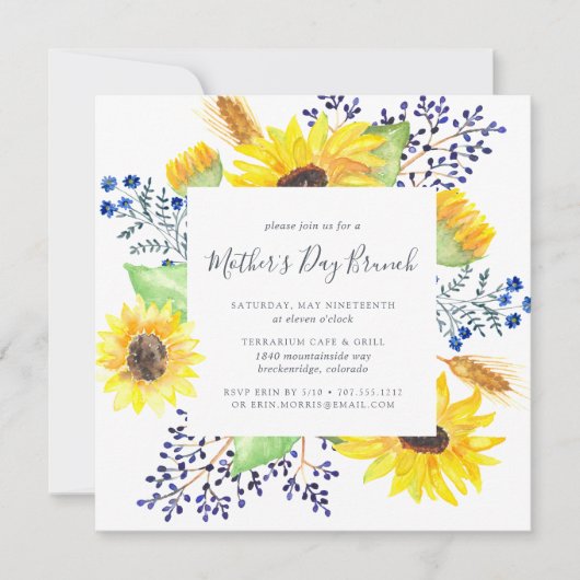 Flowerfields Moederdag Brunch Invitation Kaart (Voorkant)