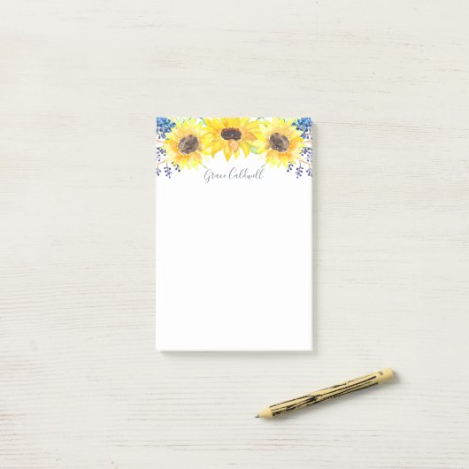 Flowerfields Personalized Post-it® Notes (Op bureau)