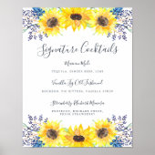Flowerfields Signature Cocktail Menu Sign Poster (Voorkant)