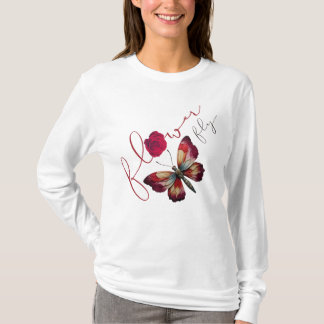 Flowerfly_dgn.no.1- by Maaya Prints, Dames LSleeve T-shirt