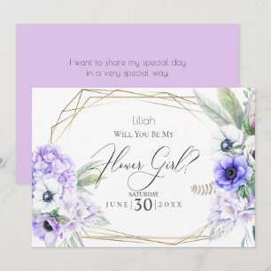 Flowergirl   Violet Anemone Floral Kaart