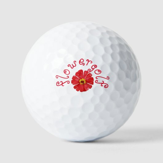 Flowergolf golfballen ROOD BLOEM (Voorkant)