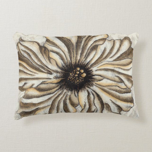 Flowerhead Fresco op Tan Background Accent Kussen (Voorkant)