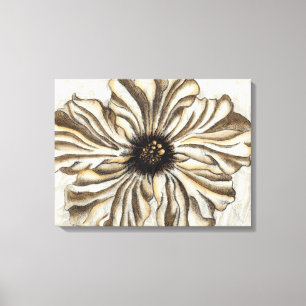 Flowerhead Fresco op Tan Background Canvas Afdruk