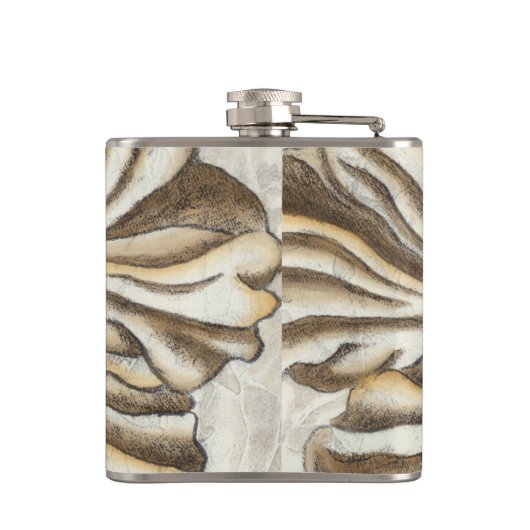 Flowerhead Fresco op Tan Background Heupfles (Achterkant)