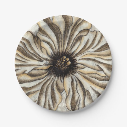 Flowerhead Fresco op Tan Background Papieren Bordje (Voorkant)