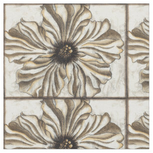 Flowerhead Fresco op Tan Background Stof