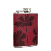 Flowerhead Silhouettes op Crimson Background Heupfles (Rechts)