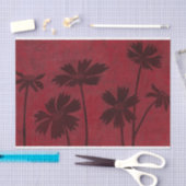 Flowerhead Silhouettes op Crimson Background Tissuepapier (Craft)