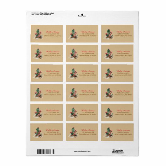 Flowering Cactus Address Label (Full Sheet)