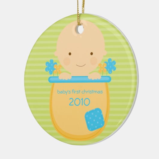 Flowerpot Baby's Eerste Kerstmis Ornament (Links)