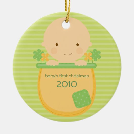 Flowerpot Baby's Eerste Kerstmis Ornament (Voorkant)