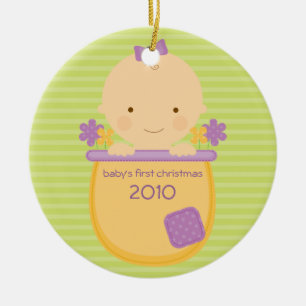 Flowerpot Baby's Eerste kerstsieraad Keramisch Ornament