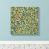Flowers against leaf camouflage pattern canvas afdruk (Insitu (Houten vloer))