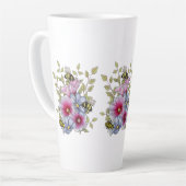 Flowers and Bees, Freehand Botanical Art Latte Mok (Linkerhoek)
