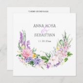 *~* Flowers AR15 QR RSVP Boho Wedding Kaart (Voorkant / Achterkant)
