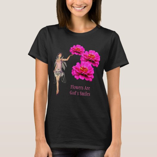 Flowers Are God's Smiles Inspirational Dark T-shirt (Voorkant)