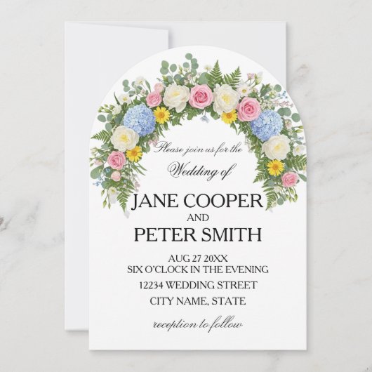Flowers arrangement Budget Wedding Invitation (Devant)