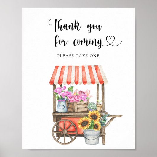 Flowers baby shower - Bedankt voor je komst Poster (Voorkant)
