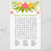 Flowers Baby shower Word Search Game (Voorkant)