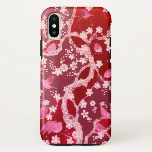 Flowers Bird Cherry Blossom Blush Pink iPhone X Hoesje